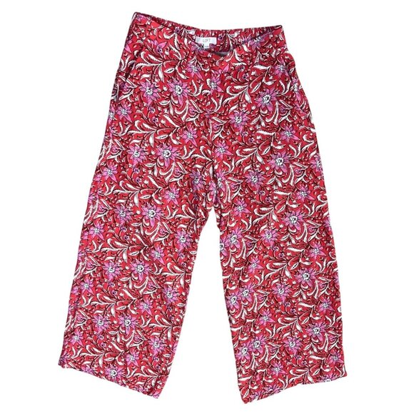 Loft Fluid Wide Leg Crop Pants Spring Bloom Pink Red XS Extra Small - Picture 1 of 5